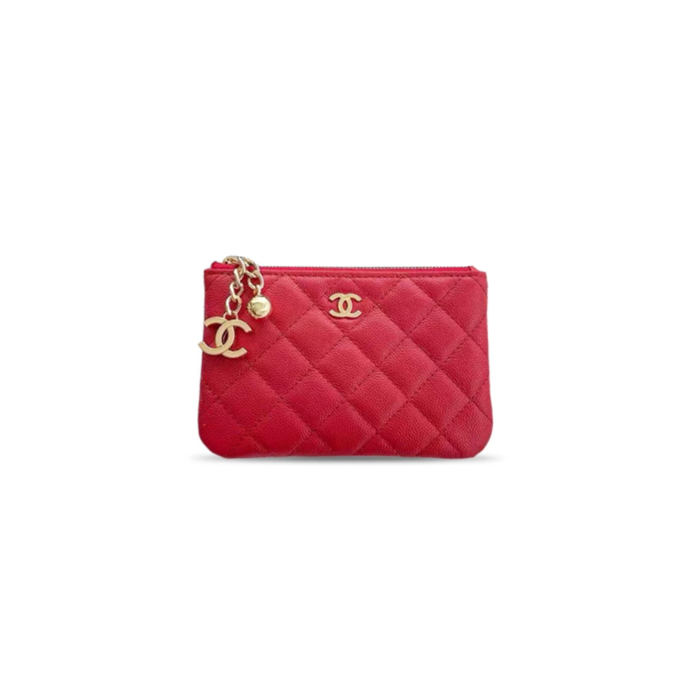 CHANEL RED QUILTED CLASSIC ZIPPED COIN PURSE A50168 (15*9.5*0.5cm)